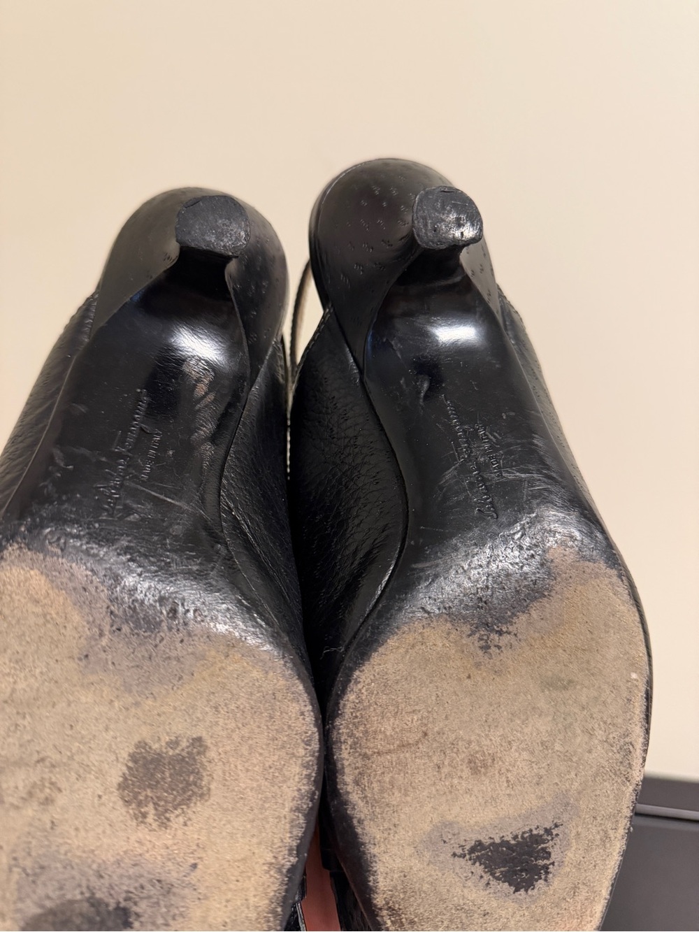 Salvatore Ferragamo Black Pointed Slingback Kitten Heels with Buckle Detail - Picture 5 of 5